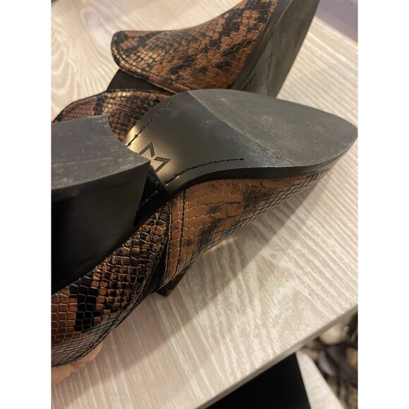 Marc Fisher Dalaran2 Womens Sz 7.5 Brown Leather Textile Snake Skin Bootie Boot - Picture 5 of 7
